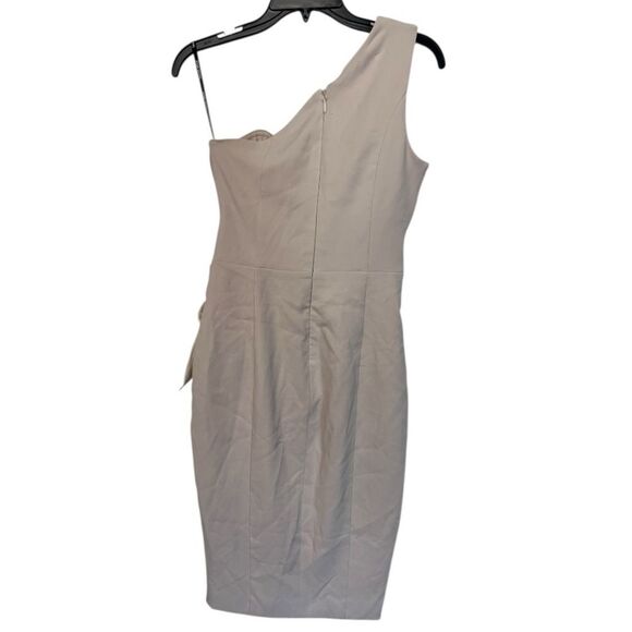 NWT Lavish Alice | Pleated Womens One Shoulder Midi Dress in Stone Size 4 - Picture 4 of 11